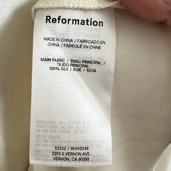 New Reformation Ronda Silk Dress Ivory - Picture 5 of 7